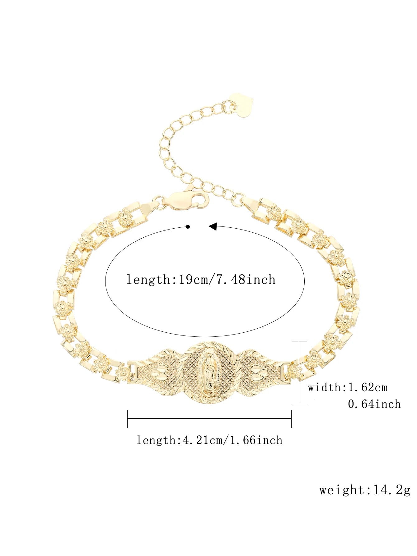 FanSibao Religious Jewelry Virgin Mary Lucky Woman Gold Bracelet Suitable for Parties and Weddings