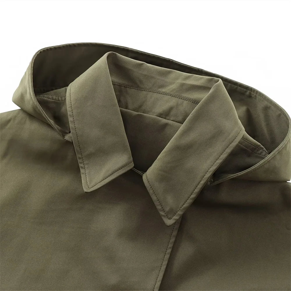 RARF autumn new European and American style hooded long sleeved lapel jacket single breasted trench coat short jacket