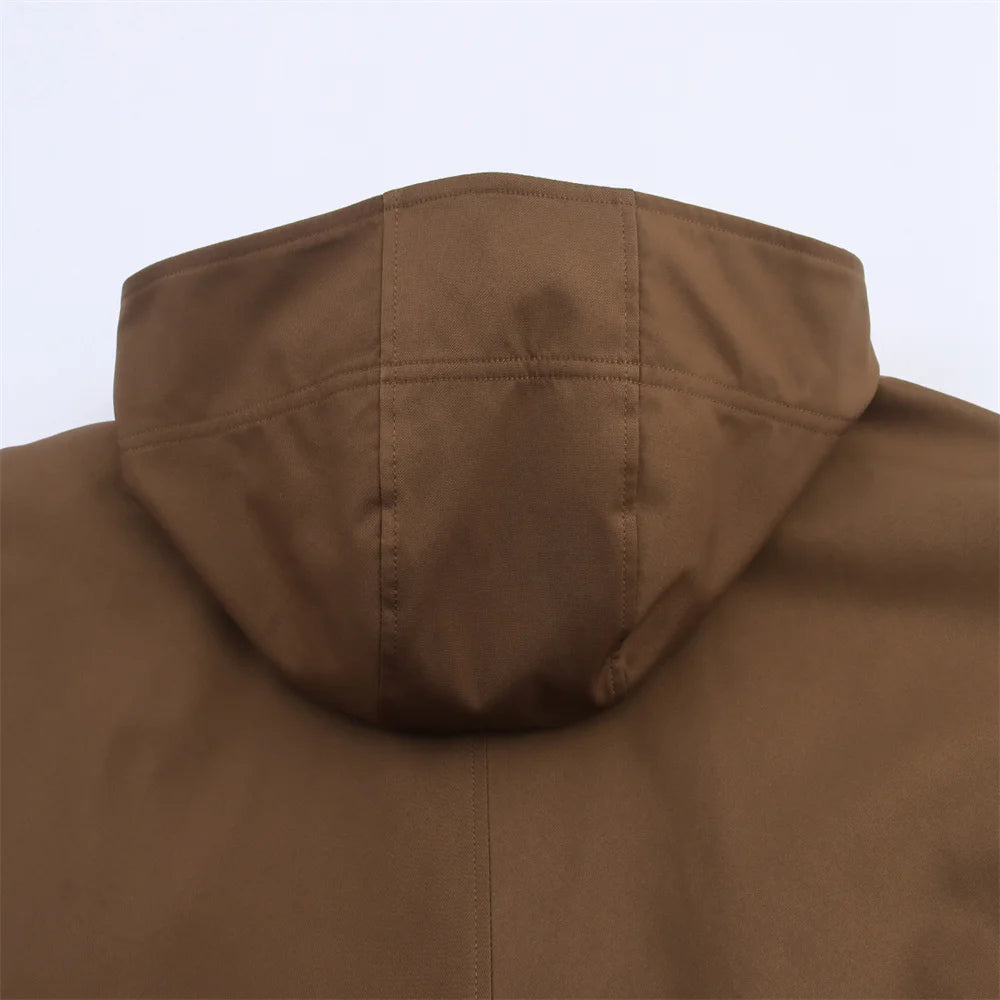 RARF autumn new European and American style hooded long sleeved lapel jacket single breasted trench coat short jacket