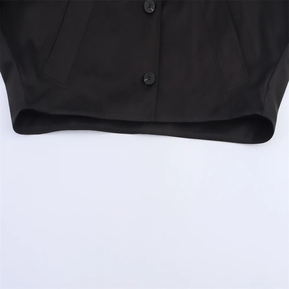 RARF autumn new European and American style hooded long sleeved lapel jacket single breasted trench coat short jacket