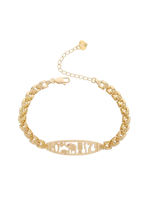 FanSibao Jewelry Fashion Exquisite Elegant Unique Hollow Elephant Shaped Women's Bracelet Light Gold Birthday Christmas Gift