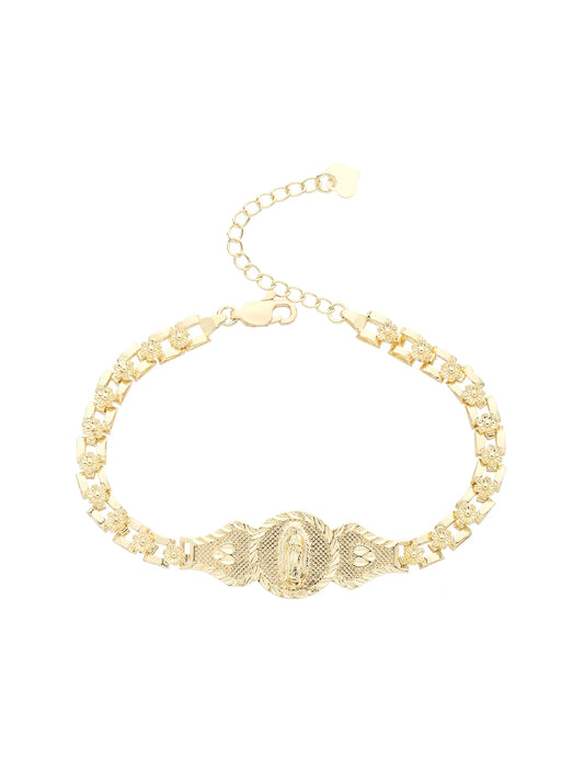 FanSibao Religious Jewelry Virgin Mary Lucky Woman Gold Bracelet Suitable for Parties and Weddings