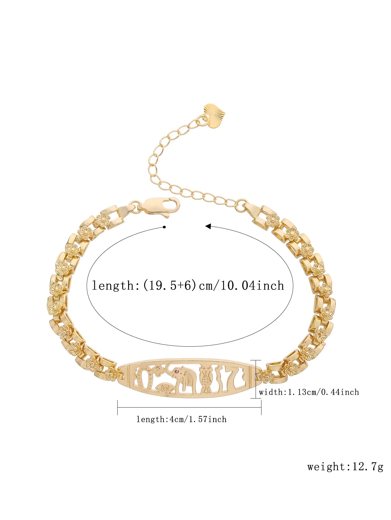 FanSibao Jewelry Fashion Exquisite Elegant Unique Hollow Elephant Shaped Women's Bracelet Light Gold Birthday Christmas Gift