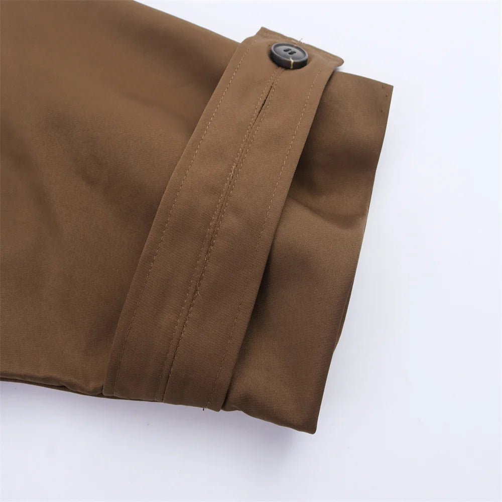 RARF autumn new European and American style hooded long sleeved lapel jacket single breasted trench coat short jacket