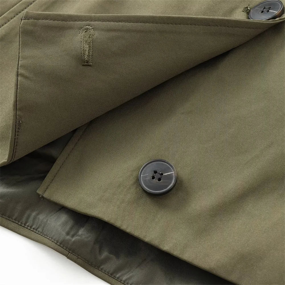 RARF autumn new European and American style hooded long sleeved lapel jacket single breasted trench coat short jacket